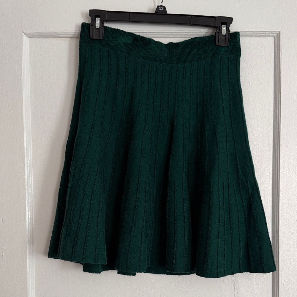 Anthropologie Forest Green Knit A-Line Skirt (Meadow Rue)
